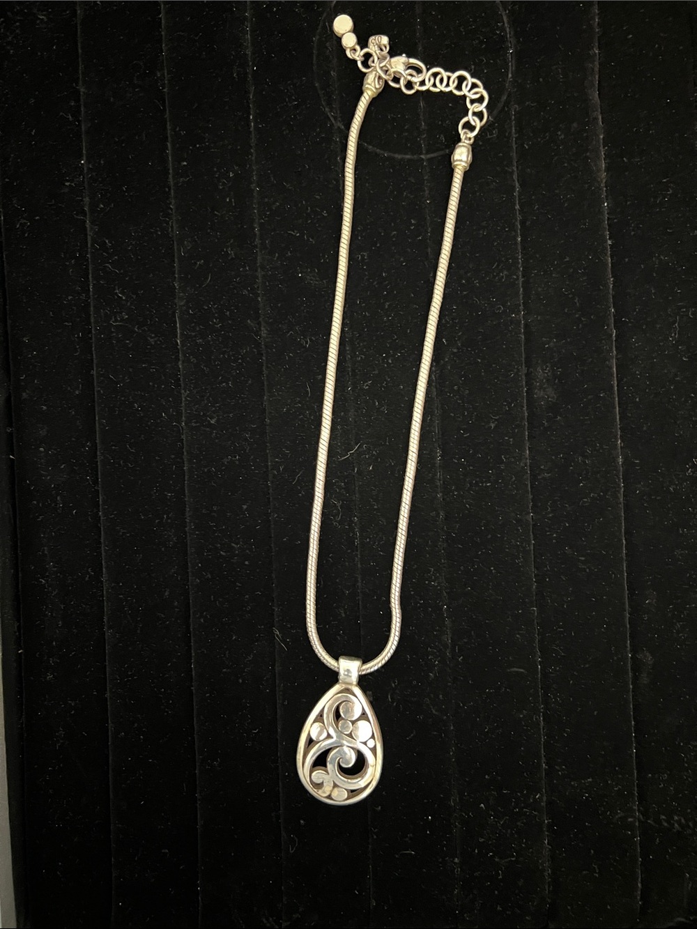 Brighton Silver Filigree Teardrop Necklace - Silver